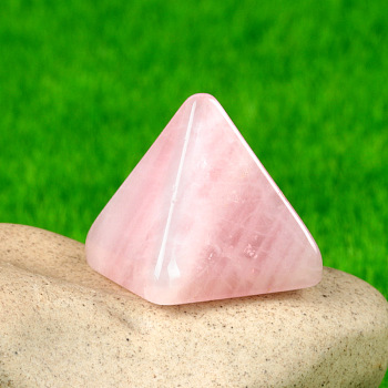Natural Rose Quartz Healing Pyramid Figurines, Reiki Energy Stone Display Decorations, 20x18mm