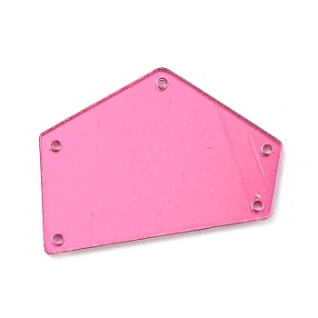 Translucent Acrylic Connector Charms, Nuggets Links, Hot Pink, 25x35x1.3mm, Hole: 1.2mm