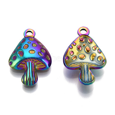Rainbow Color Mushroom 304 Stainless Steel Pendants
