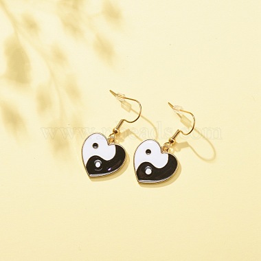 Heart with Tai Ji Alloy Enamel Dangle Earrings(EJEW-JE04979)-3