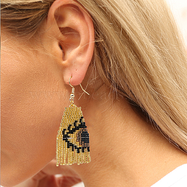 Glass Seed Beaded Dangle Earrings(UP1893-01)-3