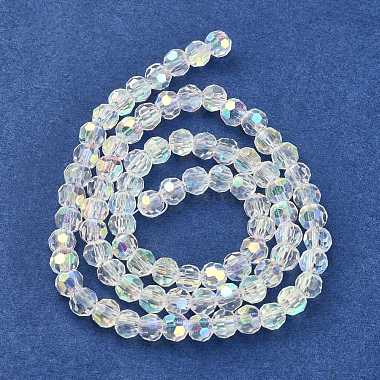 facettes(32 facettes) perles de verre brins ronds(X-GF4mmC28-AB)-2