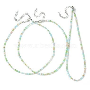 Faceted Rondelle Glass Beaded Necklace for Women(NJEW-M208-01C)-2