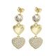 Heart Brass with Cubic Zirconia Dangle Stud Earrings(EJEW-Q811-30G)-1