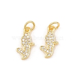 Brass Micro Pave Clear Cubic Zirconia Pendants, Nuggets Charms, Rack Plating, Long-Lasting Plated, Lead Free & Cadmium Free, Golden, 14.5x8x1.5mm, Hole: 3.5mm, Jump Ring: 5x1mm(KK-F931-32G)