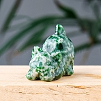 Natural Qinghai Jade Carved Healing Cat Figurines, Reiki Energy Stone Display Decorations, 30x25mm(PW-WG27692-07)