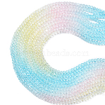 10 Strands Transparent Gradient Color Glass Beads Strands, Segmented Multi-color Beads, Faceted, Round, Colorful, 4mm, Hole: 1mm, about 90pcs/strand, 13.98''(35.5cm)(GLAA-CJ0002-14)