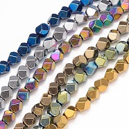 Electroplate Non-magnetic Synthetic Hematite Beads Strands, Polygon, Mixed Color, 7~7.5x7~8mm, Hole: 0.8mm, about 52pcs/strand, 15.3 inch(39cm)(G-I260-06B)