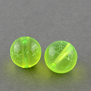 Drawbench Transparent Glass Beads Strands, Spray Painted, Round, Green Yellow, 6mm, Hole: 1.3~1.6mm, 31.4 inch(X-GLAD-Q012-6mm-07)