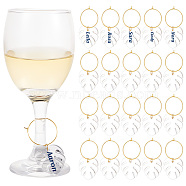 Transparent Acrylic Leaf Wine Glass Charms, with Brass Hoop Earring Findings, Clear, 58mm, 24pcs/set(AJEW-AB00117)