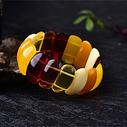 Rectangle Natural Amber Stretch Bracelets for Women, Inner Diameter: 2-3/4 inch(7cm)(FIND-PW0021-03)