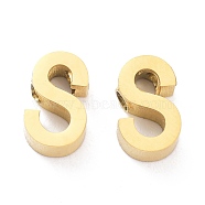 Ion Plating(IP) 304 Stainless Steel Charms, Alphabet, Golden, Letter.S, 8x5x3mm, Hole: 1.8mm(STAS-K216-41S-G)