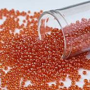 TOHO Round Seed Beads, Japanese Seed Beads, (958) Inside Color Hyacinth/Siam Lined, 11/0, 2.2mm, Hole: 0.8mm, about 1110pcs/10g(X-SEED-TR11-0958)