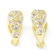 Rack Plating Brass Micro Pave Cubic Zirconia Snap on Bails, Long-Lasting Plated, Teardrop, Real 18K Gold Plated, 8.5x4.5mm(KK-C029-03G)