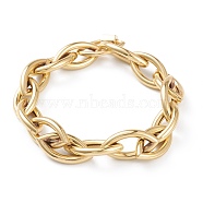 Iron Cable Chain Bracelets, with Brass Horse Eye Screw Carabiner Lock Charms, Real 18K Gold Plated, 7-5/8 inch(19.5cm)(BJEW-JB05758)