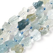 Rough Raw Natural Aquamarine Beads Strands, Nuggets, 7~11x6.5~8x5~6mm, Hole: 0.7mm, about 40~44pcs/strand, 16.93''(43cm)(G-G010-17)