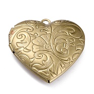 304 Stainless Steel Locket Pendants, Photo Frame Pendants for Necklaces, Heart with Flower, Antique Bronze, 29x28.5x7mm, Hole: 2.1mm(STAS-O147-02B)