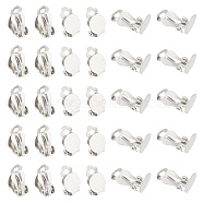 304 Stainless Steel Clip-on Earring Findings, Flat Round, Stainless Steel Color, Tray: 9.8mm, 16x10x7mm, 50pcs/box(STAS-UN0018-16P)