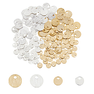 160Pcs 4 Style Brass Charms, Flat Round, Golden & Silver, 4~6x0.2~0.5mm, Hole: 0.9~1.2mm(KK-FH0006-03)