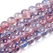Baking Painted Glass Beads Strands, Imitation Opalite, Round, Plum, 8mm, Hole: 1.3~1.6mm, about 100pcs/strand, 31.4 inch(DGLA-Q023-8mm-DB69-01)