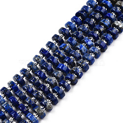 Natural Lapis Lazuli Beads Strands, with Seed Beads, Heishi Beads, Flat Round/Disc, 6~6.5x3~3.5mm, Hole: 1mm, about 35~42pcs/strand, 7.09 inch~7.68 inch(18~19.5cm)(G-N327-07B)