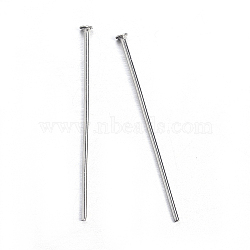 304 Stainless Steel Flat Head Pins, Stainless Steel Color, 50x0.6mm, 23 Gauge, Head: 1.4mm(STAS-L238-006A-P)