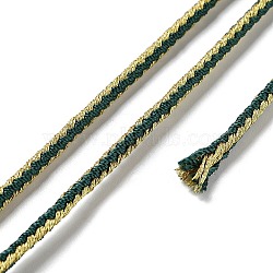 14M Duotone Polyester Braided Cord, Round, Dark Green, 2.5mm, about 15.31 Yards(14m)/Roll(OCOR-G015-02A-20)