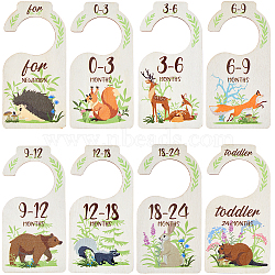 1 Set Wooden Closet Divider, Hanging Organizer Signs, Animals, Mixed Shapes, 180x90x2.5mm, Inner Diameter: 54mm, 8pcs/set(WOOD-CP0001-05)