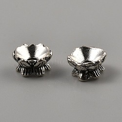 Tibetan Style Alloy Bead Caps, Flower, Antique Silver, 9x9.5x7x5mm, Hole: 2.5mm, inner diameter: 7mm and 7.5mm(FIND-WH0291-09B-AS)