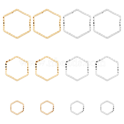 90Pcs 6 Style Brass Linking Rings, Long-Lasting Plated, Hexagon, Mixed Color, 6~12x6.5~13.5x1mm, Inner Diameter: 5~10.5x5~12mm, 15pcs/style(KK-BC0012-19)