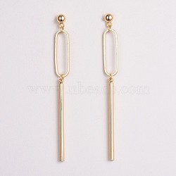 Brass Bar Dangle Stud Earrings, with 304 Stainless Steel Pins, Real 24K Gold Plated, 61~62mm, Pin: 0.7mm(EJEW-JE03339)