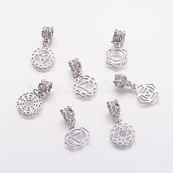 Alloy European Dangle Charms, Large Hole Pendants, Chakras, Platinum, 25.5~29mm, Pendant: 14~18.5x13~16x1mm, Hole: 4mm(PALLOY-E436-B-P)