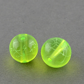 Drawbench Transparent Glass Beads Strands, Spray Painted, Round, Green Yellow, 6mm, Hole: 1.3~1.6mm, 31.4 inch