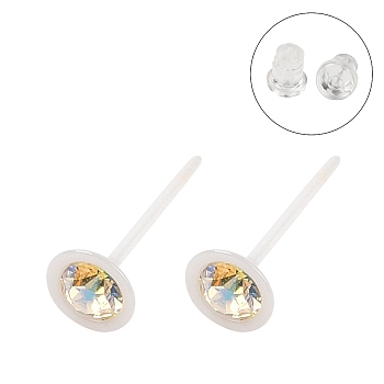 Hypoallergenic Bioceramics Zirconia Ceramic Stud Earrings, with Cubic Zirconia, No Fading and Nickel Free, Goldenrod, 6mm