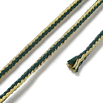 14M Duotone Polyester Braided Cord, Round, Dark Green, 2.5mm, about 15.31 Yards(14m)/Roll