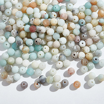 Natural Frosted Flower Amazonite Round Beads, 4mm, Hole: 1mm, 96pcs/strand, 15.5 inch, about 3 strands/box