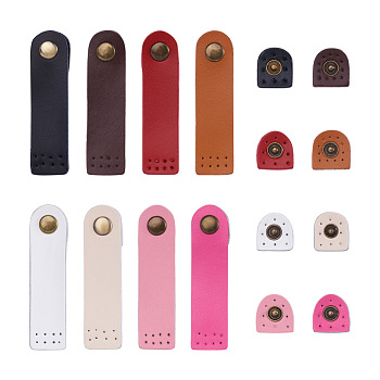 Givenny-EU 8 Set 8 Colors Handmade DIY Leather Buckle, with Zinc Alloy Button, for Bag Straps Replacement Accessories, Mixed Color, 7.5x1.9x0.2cm, 1set/color