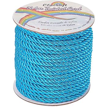 Nylon Thread, Twisted Cord, Deep Sky Blue, 5mm, about 30yards/roll(27.432m/roll)