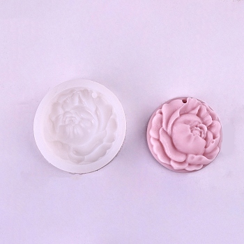 Silicone Soap Molds, for Bakeware Tools, DIY Baking Molds, Cake Pan Biscuit Chocolate Molds, Flower, White, 73x18mm