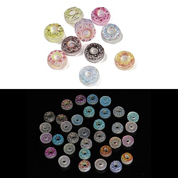 Luminous Transparent Resin Decoden Cabochons, Glow in the Dark, Donut, Mixed Color, 8.5x3.5mm