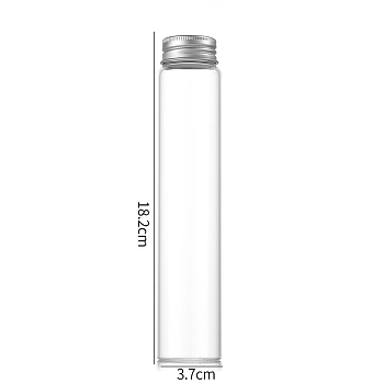 Clear Glass Bottles Bead Containers, Screw Top Bead Storage Tubes with Aluminum Cap, Column, Silver, 3.7x18cm, Capacity: 150ml(5.07fl. oz)
