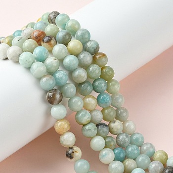 Natural Flower Amazonite Beads Strands, Round, 8mm in diameter, hole: 0.8mm, , about 49 pcs/strand, 15.5 inch