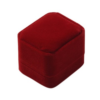 Velvet Ring Boxes, Jewelry Gift Boxes, with Plastic, Rectangle, Dark Red, 60x50x47mm