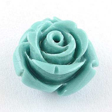12mm PaleTurquoise Flower Synthetic Coral Beads