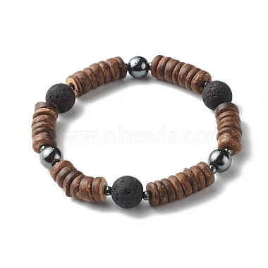 Natural Coconut Rondelle Beads Stretch Bracelets Set for Men Women(BJEW-JB06771)-4