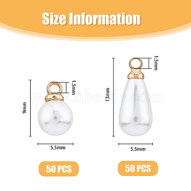 100Pcs 2 Styles Plastic Imitation Pearl Charms(KK-FH0006-95)-2