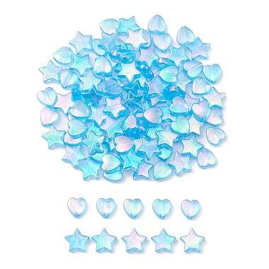 Deep Sky Blue Mixed Shapes Acrylic Beads