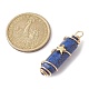 Natural Lapis Lazuli Copper Wire Wrapped Pointed Pendants(PALLOY-JF02461-03)-2
