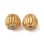 304 Stainless Steel Spacer Beads, Ion Plating(IP), Corrugated Round, Real 18K Gold Plated, 6mm, Hole: 1.2mm(STAS-L318-09G-04)