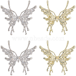 8Pcs 2 Colors Rack Plating Alloy Big Pendants, Cadmium Free & Nickel Free & Lead Free, Butterfly, Mixed Color, 50x53x4mm, Hole: 1.5mm, 4pcs/color(FIND-SC0013-06)